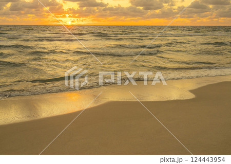 Sandy beach at sunrise Sandy beach at sunrise 124443954