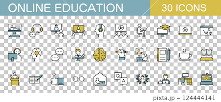 オンライン教育に関するアイコンセット　 124444141