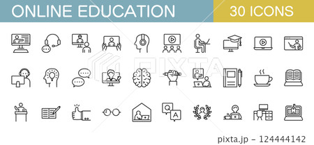 オンライン教育に関するアイコンセット オンライン教育に関するアイコンセット 124444142