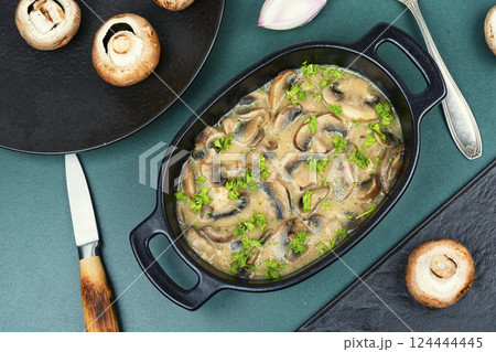 Mushroom champignon sauce with cream. Mushroom champignon sauce with cream. 124444445