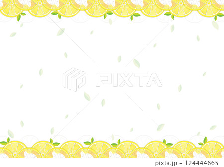 夏の果物　かわいいレモンのイラストフレーム 124444665