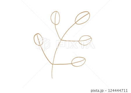 シンプルな葉の線画イラスト 金 124444711