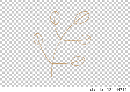 シンプルな葉の線画イラスト 金 124444711