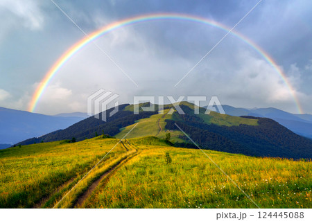 Rural road and beautyful raining dramatic sky Rural road and beautyful raining dramatic sky 124445088