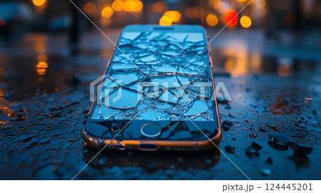 画面に危機的なヒビの入ったスマートフォン