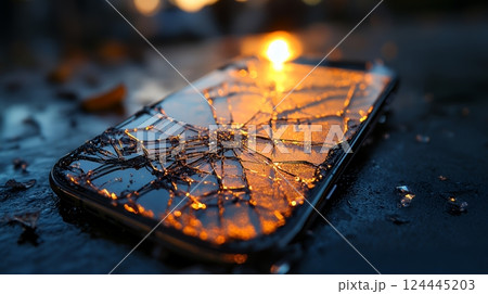 画面に危機的なヒビの入ったスマートフォン