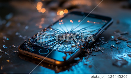 画面に危機的なヒビの入ったスマートフォン