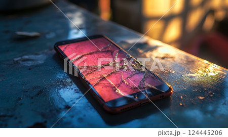 画面に危機的なヒビの入ったスマートフォン