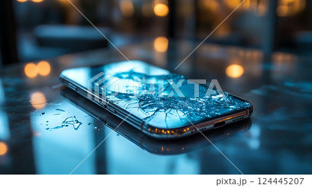 画面に危機的なヒビの入ったスマートフォン