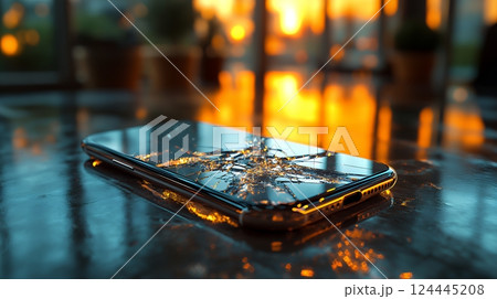 画面に危機的なヒビの入ったスマートフォン