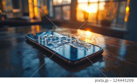 画面に危機的なヒビの入ったスマートフォン