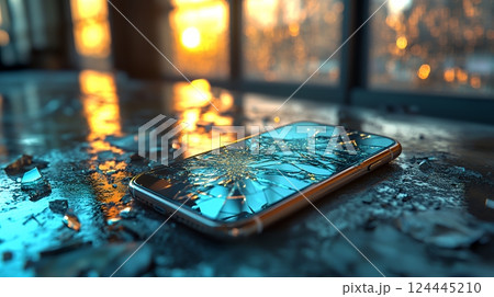 画面に危機的なヒビの入ったスマートフォン
