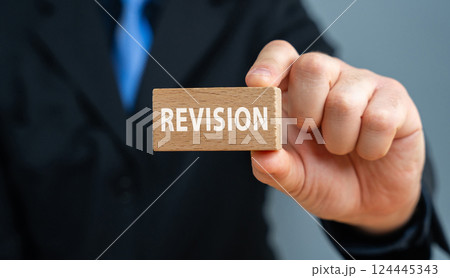 Revision concept. Process of reviewing, updating, or changing existing plans, strategies, policies, or documents in order to improve efficiency, accuracy, or adaptability to changing conditions. 124445343