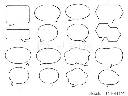 吹き出し　鉛筆的なナチュラルな線 124445405