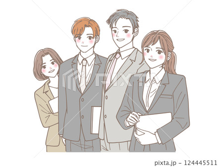 仲の良いビジネスマンのチームのイラスト 124445511