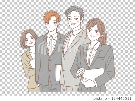 仲の良いビジネスマンのチームのイラスト 124445511