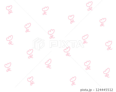 ゆるくて可愛いお花の背景イラスト　チューリップ・春 124445512