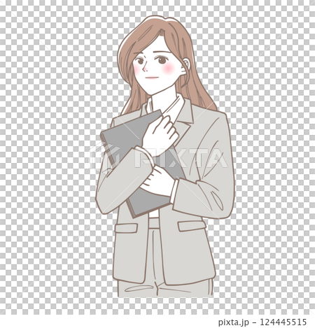 Business woman holding a laptop 124445515