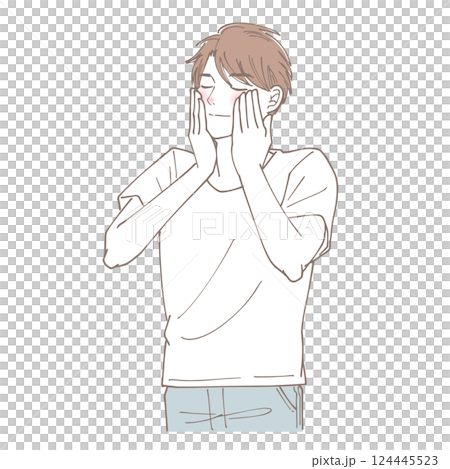 一位男士護理皮膚的插圖 一位男士護理皮膚的插圖 124445523