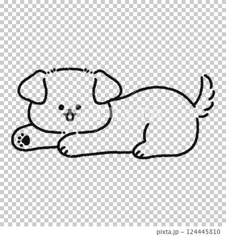 微笑,毛茸茸的狗線描 微笑,毛茸茸的狗線描 124445810