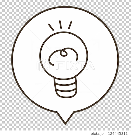 簡單的燈泡閃爍的語音氣泡插圖線描 124445811