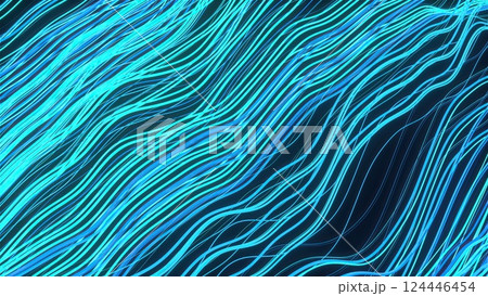Neon abstract waves lines. Computer generated 3d render 124446454