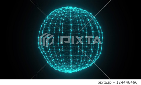 Plexus planet sphere of dots and lines. Computer generated 3d render 124446466