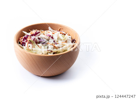 Coleslaw salad isolated on white background Coleslaw salad isolated on white background 124447247
