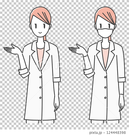 Stock Illustration: Female doctor, female dentist, smile, guidance, simple, monotone 124448398