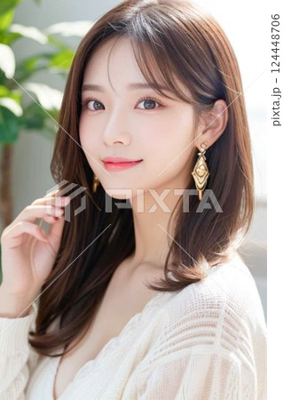 若い女性モデルのポートレート 124448706