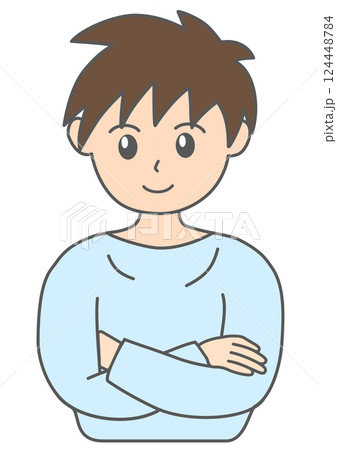 腕組みして自信のある顔をする男性のイラスト 124448784