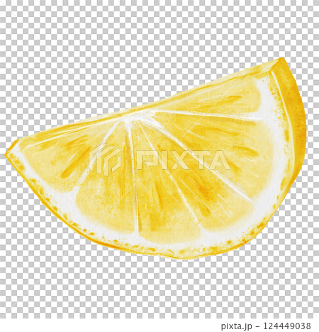 Lemon slice watercolor. Hand drawn tropical sour fruit. Clip art of juicy yellow lime. Half of citrus on isolated white background. Ideal for logo and packaging of natural cosmetics, household 124449038