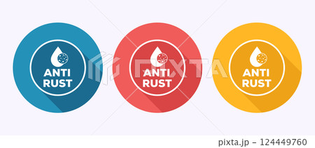 Anti rust icon design illustration. Anti oxidation sign, Rust resistant  symbol in shadow button design 124449760