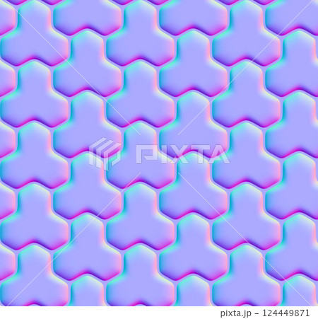 幾何学模様のタイルのノーマルマップ（完全なシームレスパターン） 124449871