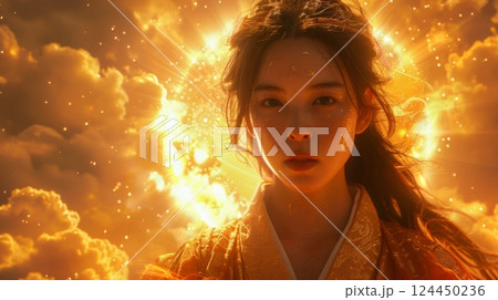 Mythical creatures. Japan myth. Amaterasu 124450236