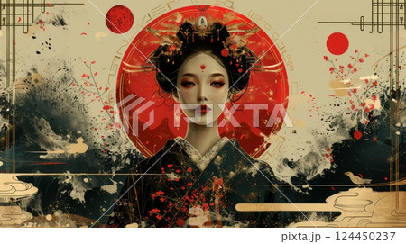 Mythical creatures. Japan myth. Amaterasu 124450237
