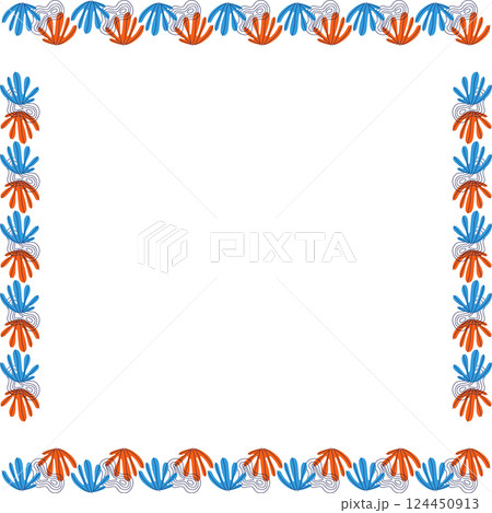 Colorful leaves rectangle frame. Simple leaf empty frame with space for your text. Floral design 124450913