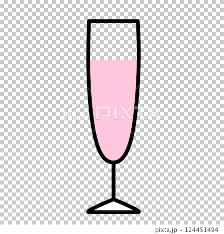 細長いカクテルグラスのアイコンイラスト 124451494