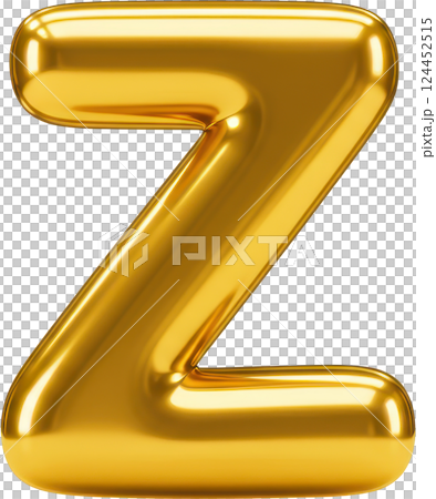 Golden balloon letter Z. Shiny, inflatable, and vibrant, perfect for celebrations and designs. 124452515