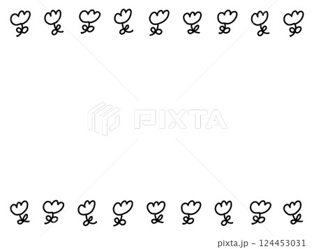 ゆるくて可愛いお花のラインフレーム　チューリップ・春 124453031