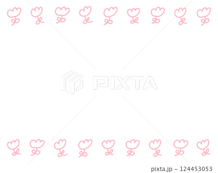 ゆるくて可愛いお花のラインフレーム　チューリップ・春 124453053