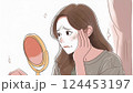 鏡を見て悩む女性 124453197