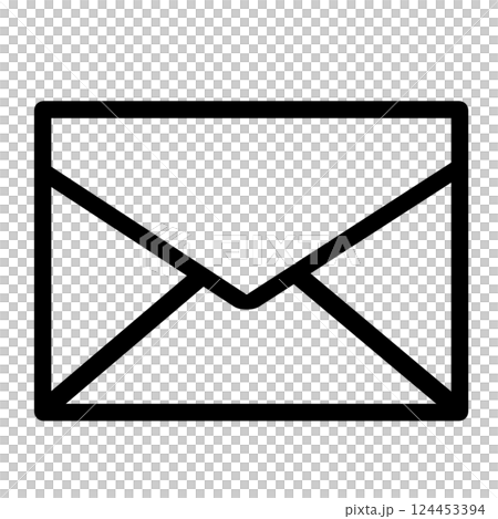 Envelope-shaped mail icon (line drawing, simple / monochrome, transparent PNG) 124453394
