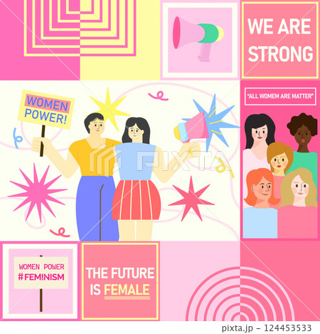 Celebrating Feminism and Women Power. Future is Female Vector Illustration 124453533