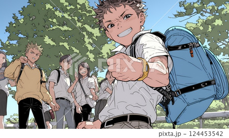 元気に駆け回っている小学生の男の子