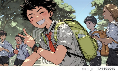 元気に駆け回っている小学生の男の子
