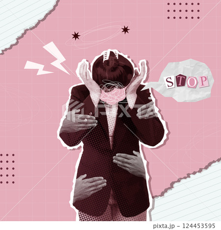 Complex Emotions. Women Voices Illustrated in a Striking Collage. vector illustration 124453595