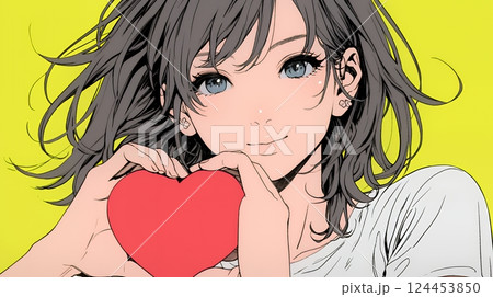 手指でハートサインを作っている若い女性