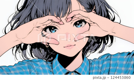 手指でハートサインを作っている若い女性