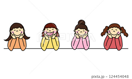 肘をつく女の子達のイラスト 124454048